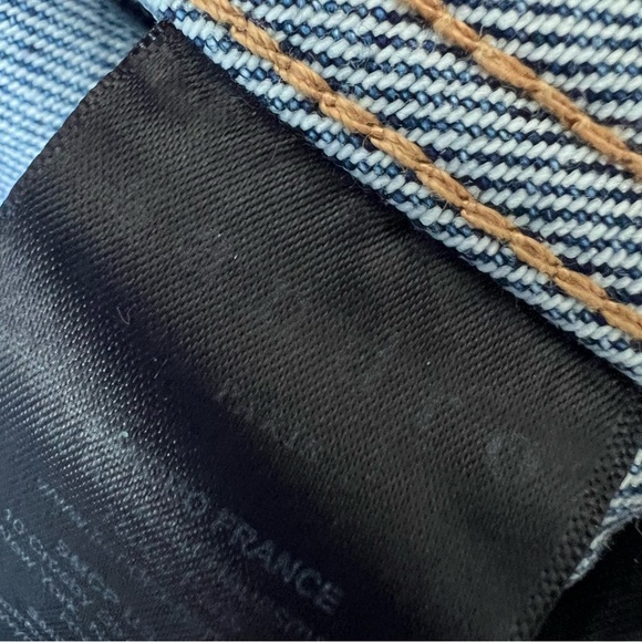 SANDRO PARIS Denim Plaid Hybrid Jacket Cropped  Shacket Trucker Coat Overshoot - Picture 10 of 12